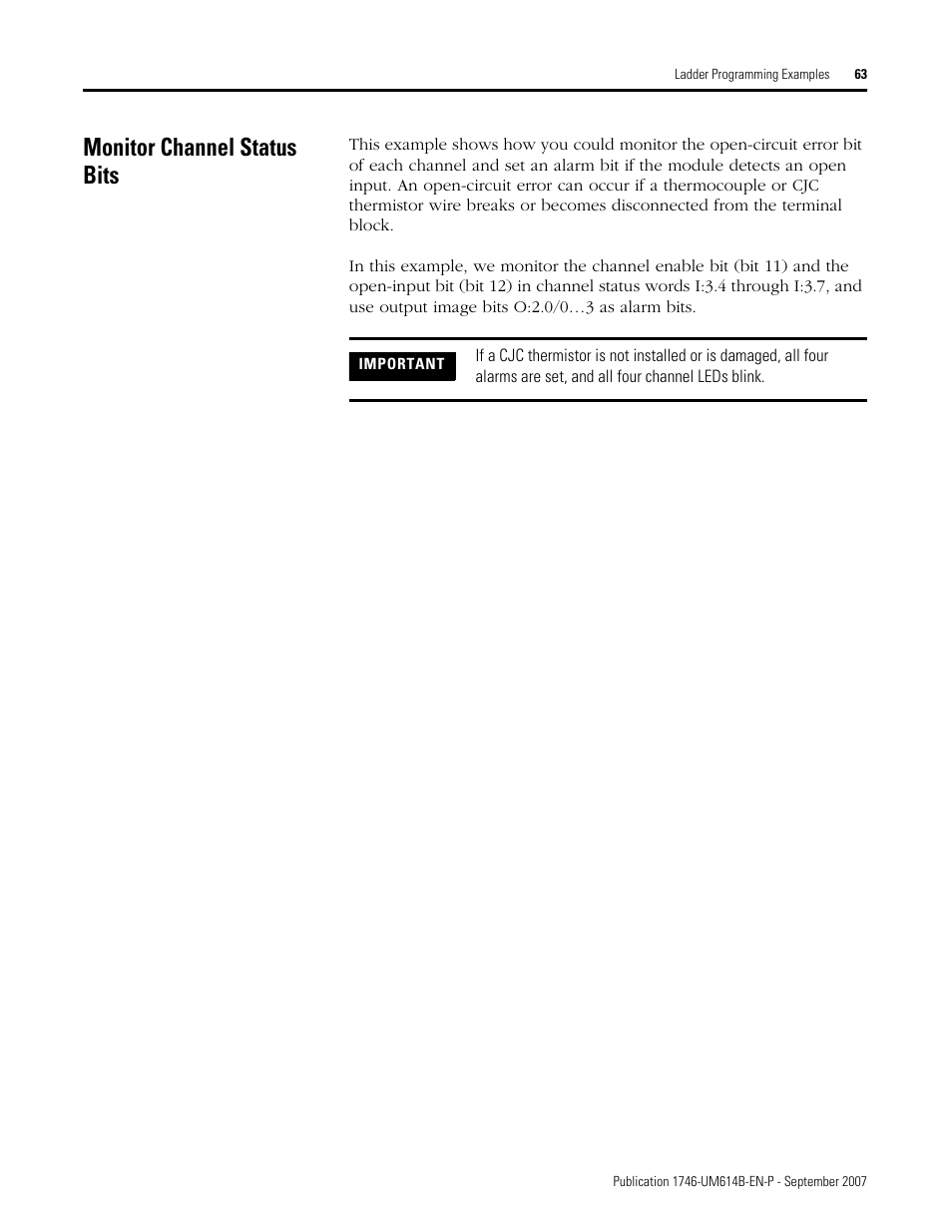 Monitor channel status bits | Rockwell Automation 1746-INT4 Thermocouple/MV Isolated/ User Manual User Manual | Page 63 / 116