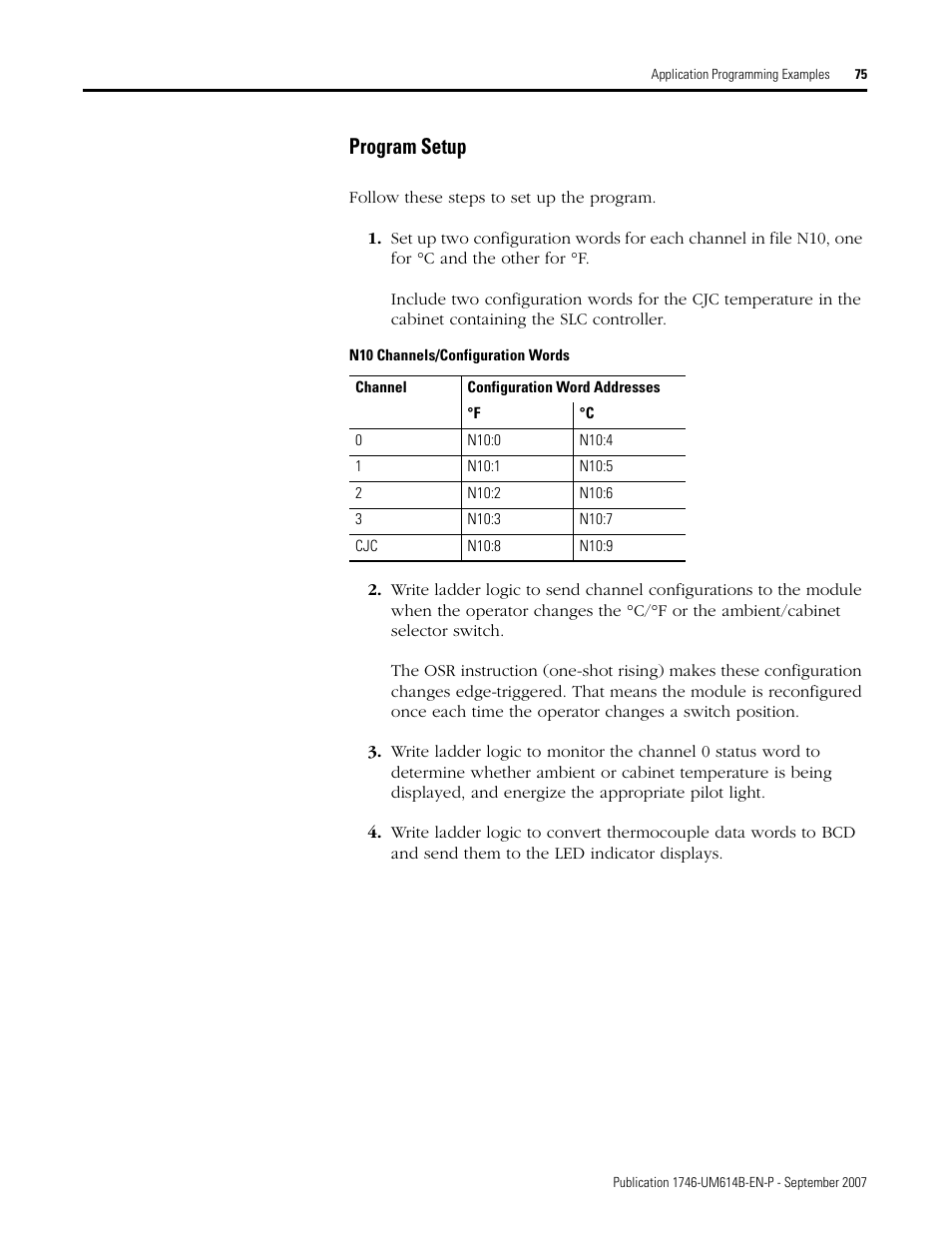 Program setup | Rockwell Automation 1746-INT4 Thermocouple/MV Isolated/ User Manual User Manual | Page 75 / 116