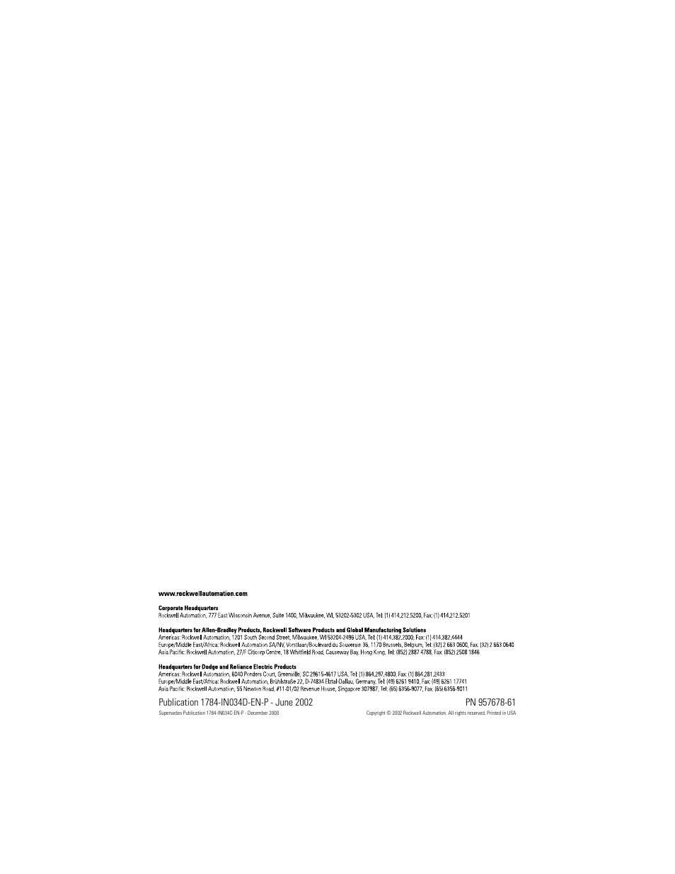 Back cover | Rockwell Automation 1784-PCC ControlNet Communication Card Installation Instructions User Manual | Page 104 / 104