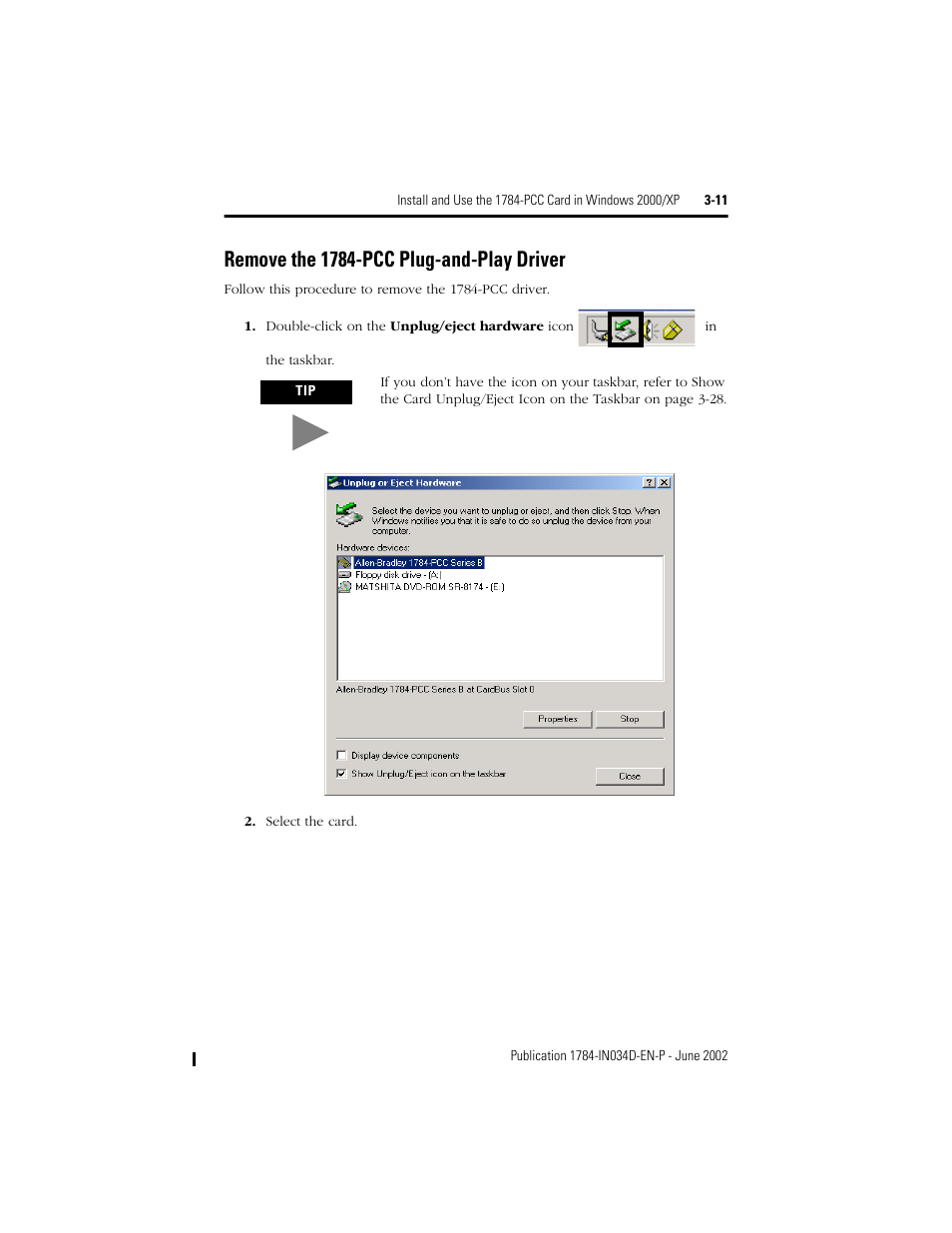 Remove the 1784-pcc plug-and-play driver, Remove the 1784-pcc plug-and-play driver -11 | Rockwell Automation 1784-PCC ControlNet Communication Card Installation Instructions User Manual | Page 31 / 104