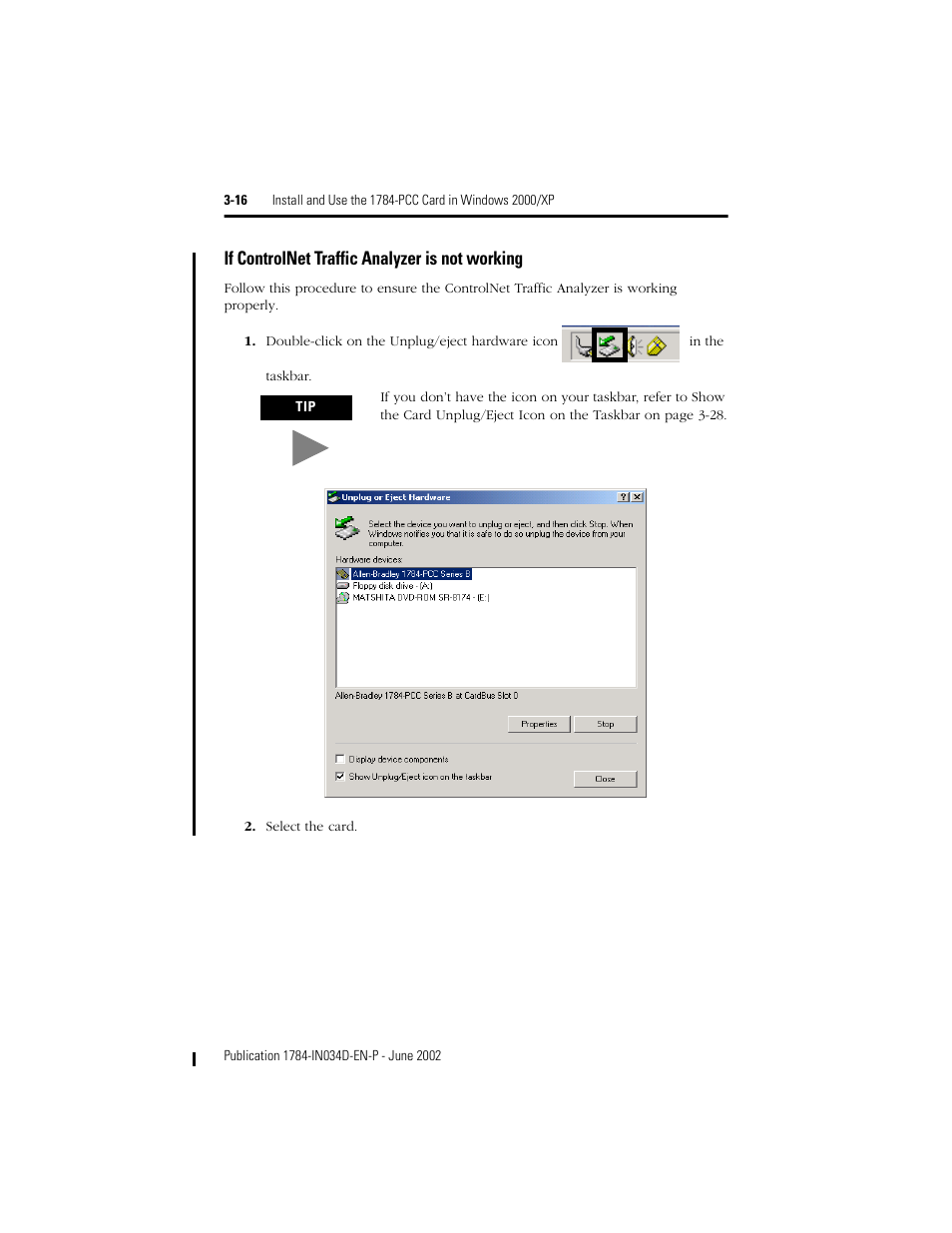 If controlnet traffic analyzer is not working -16, If controlnet traffic analyzer is not working | Rockwell Automation 1784-PCC ControlNet Communication Card Installation Instructions User Manual | Page 36 / 104