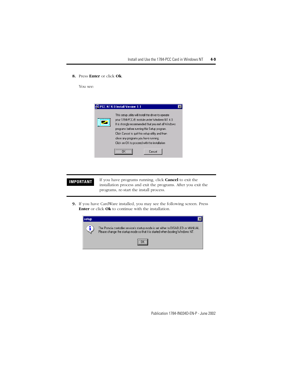 Rockwell Automation 1784-PCC ControlNet Communication Card Installation Instructions User Manual | Page 59 / 104