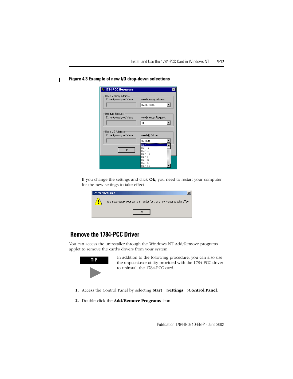 Remove the 1784-pcc driver, Remove the 1784-pcc driver -17 | Rockwell Automation 1784-PCC ControlNet Communication Card Installation Instructions User Manual | Page 67 / 104