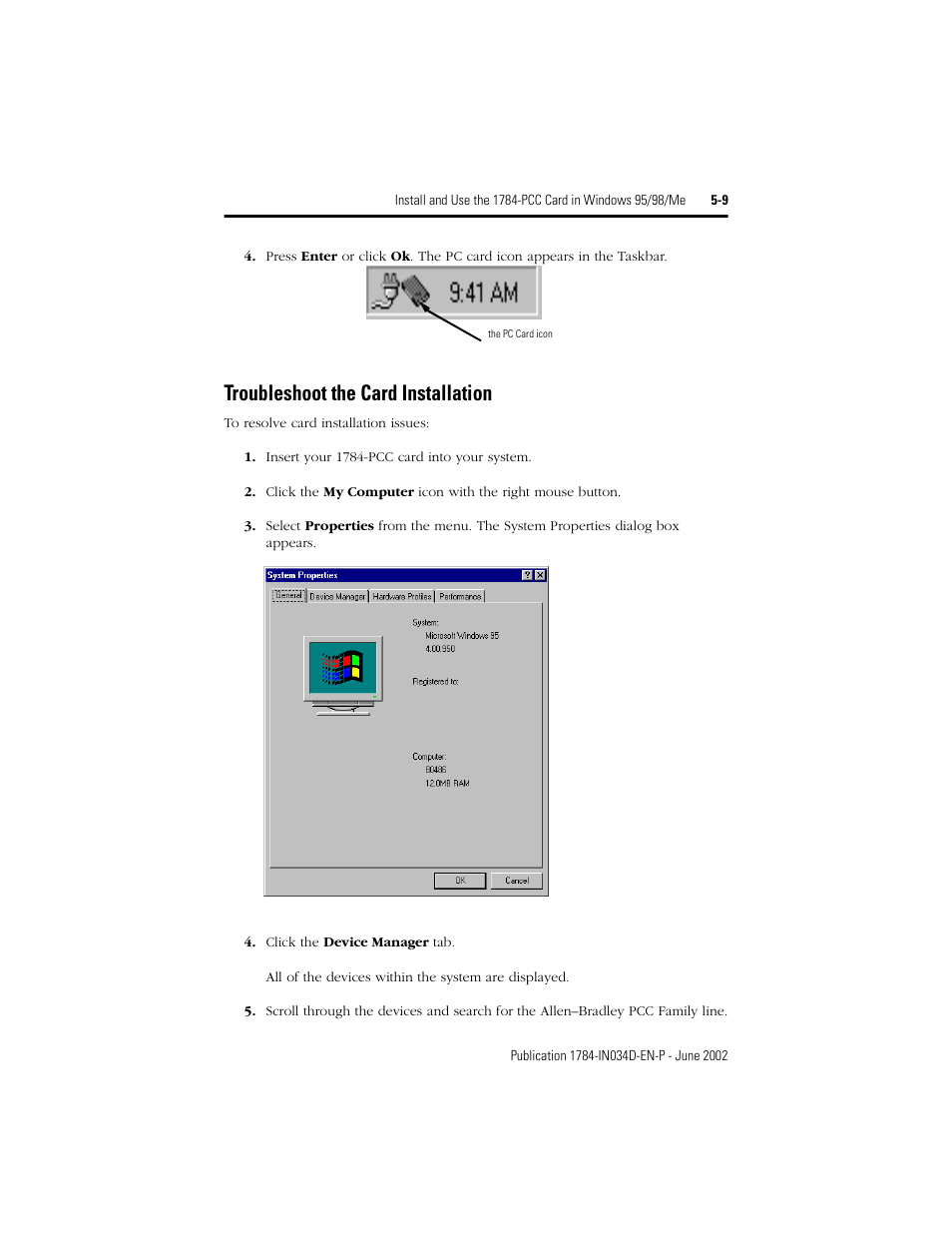 Troubleshoot the card installation, Troubleshoot the card installation -9 | Rockwell Automation 1784-PCC ControlNet Communication Card Installation Instructions User Manual | Page 77 / 104