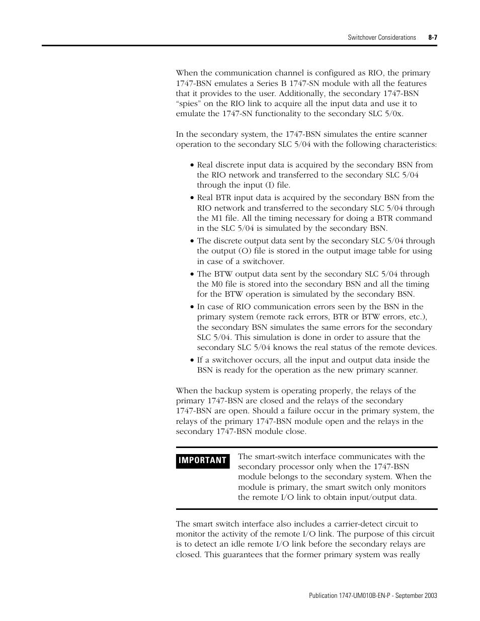 Rockwell Automation 1747-BSN Backup Scanner Module User Manual | Page 141 / 204