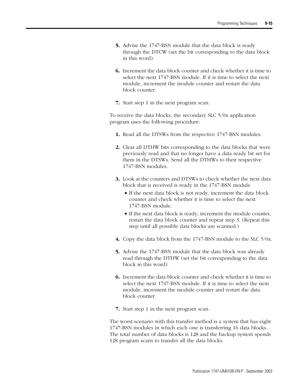 Rockwell Automation 1747-BSN Backup Scanner Module User Manual | Page 157 / 204