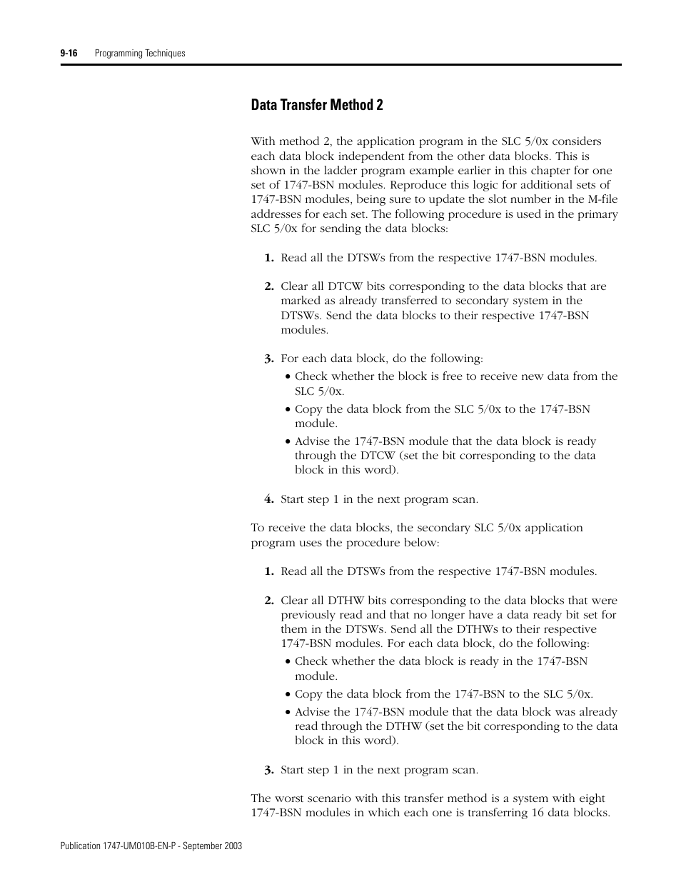 Data transfer method 2 -16, Data transfer method 2 | Rockwell Automation 1747-BSN Backup Scanner Module User Manual | Page 158 / 204