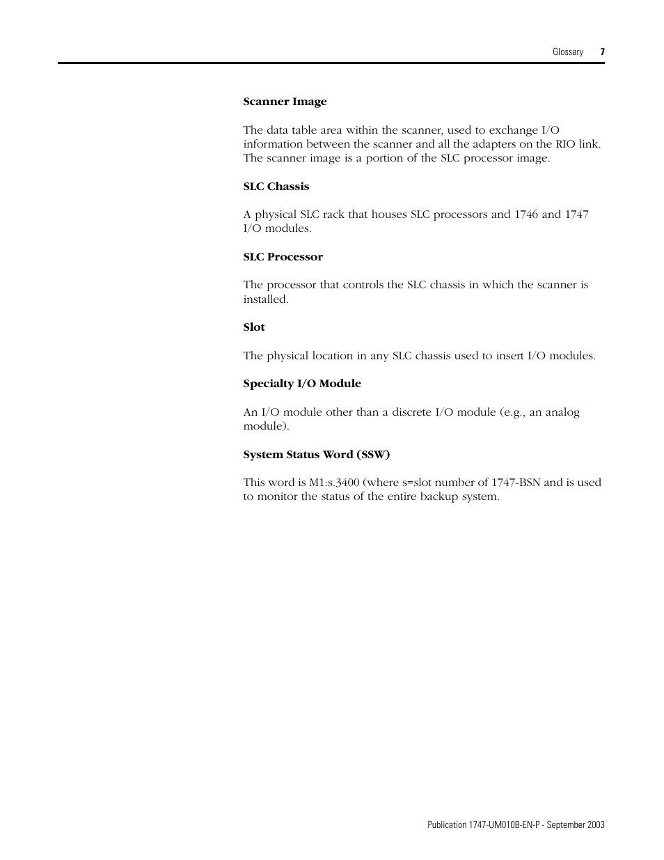 Rockwell Automation 1747-BSN Backup Scanner Module User Manual | Page 197 / 204