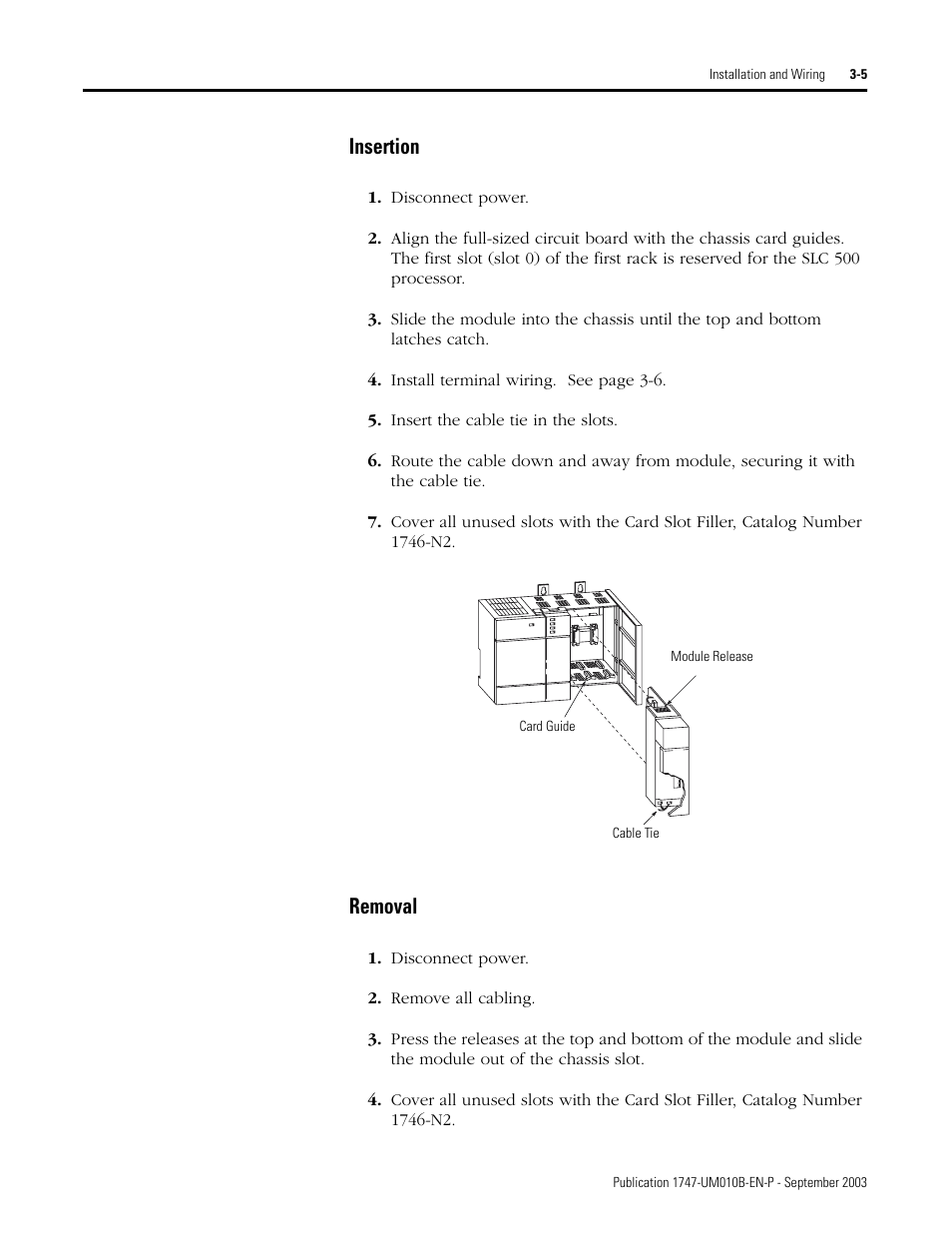 Insertion -5 removal -5, Insertion, Removal | Rockwell Automation 1747-BSN Backup Scanner Module User Manual | Page 47 / 204