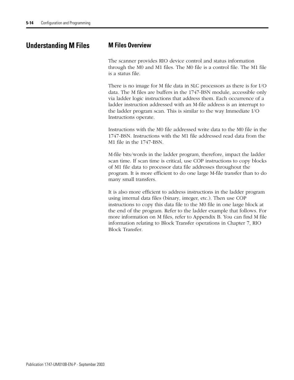 Understanding m files, Understanding m files -14, M files overview -14 | Rockwell Automation 1747-BSN Backup Scanner Module User Manual | Page 76 / 204