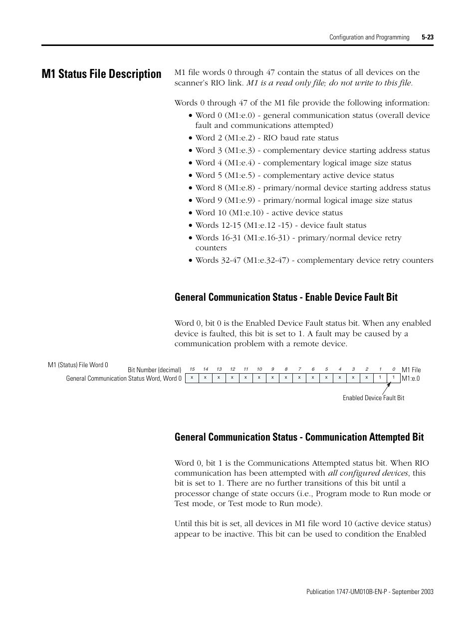 M1 status file description, M1 status file description -23 | Rockwell Automation 1747-BSN Backup Scanner Module User Manual | Page 85 / 204