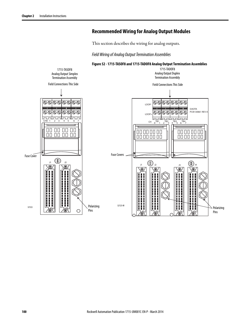 Recommended wiring for analog output modules | Rockwell Automation 1715-OF8I Redundant I/O System User Manual User Manual | Page 100 / 324