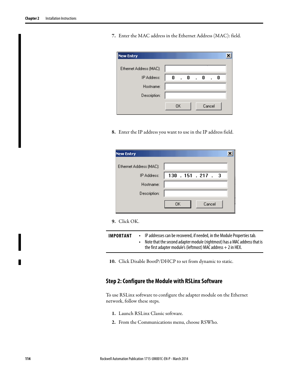 Step 2: configure the module with rslinx software | Rockwell Automation 1715-OF8I Redundant I/O System User Manual User Manual | Page 114 / 324