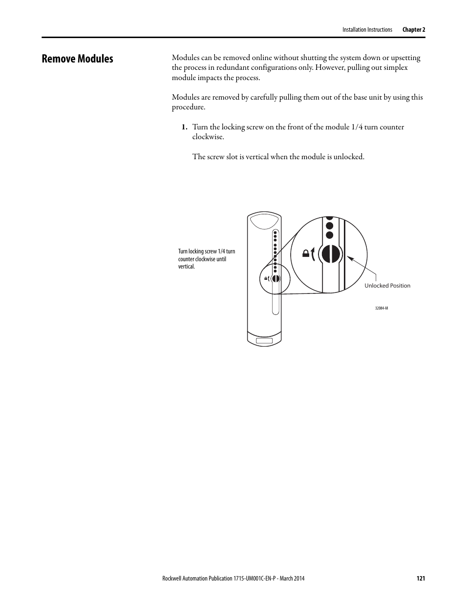 Remove modules | Rockwell Automation 1715-OF8I Redundant I/O System User Manual User Manual | Page 121 / 324