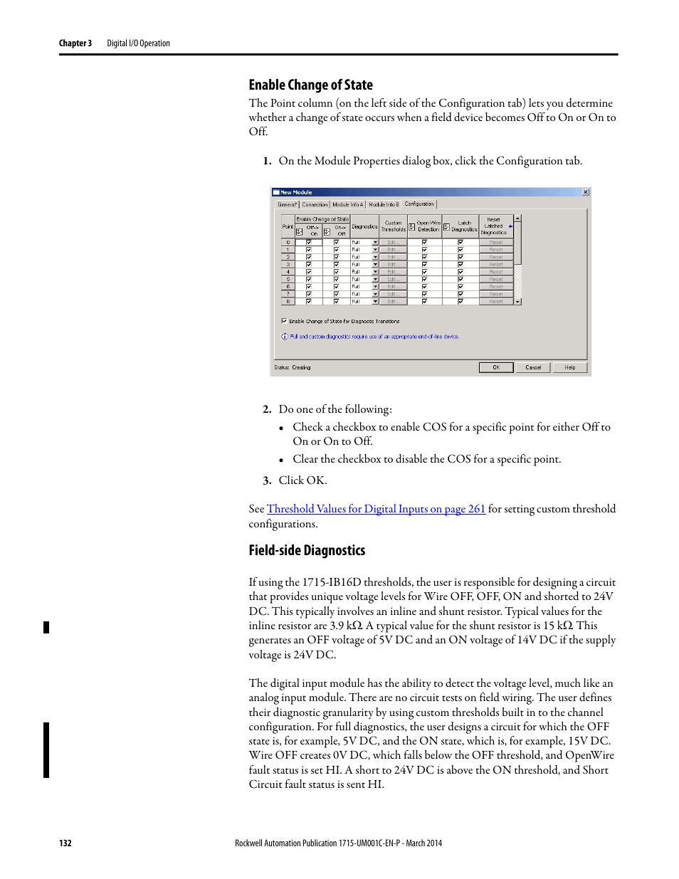 Enable change of state, Field-side diagnostics | Rockwell Automation 1715-OF8I Redundant I/O System User Manual User Manual | Page 132 / 324