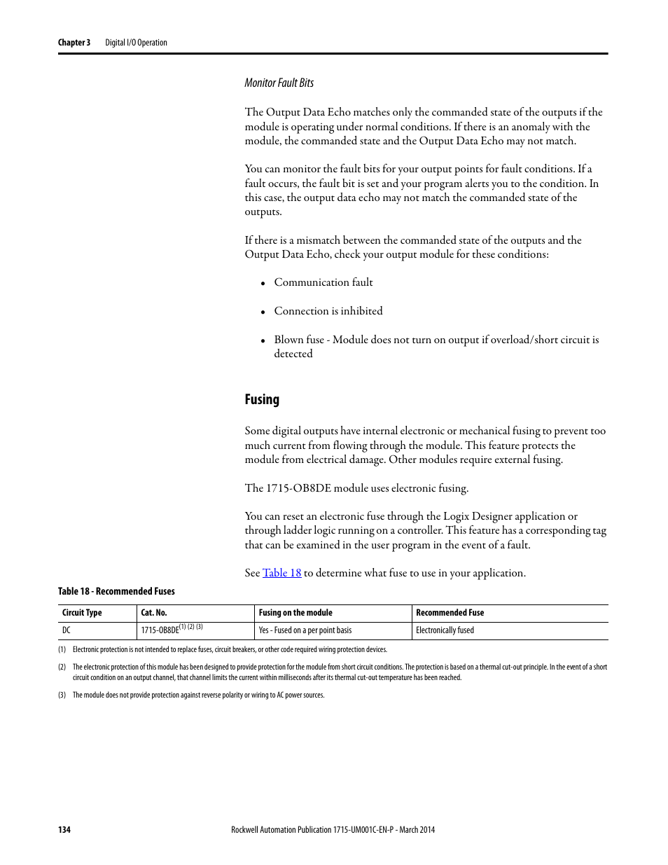 Fusing | Rockwell Automation 1715-OF8I Redundant I/O System User Manual User Manual | Page 134 / 324