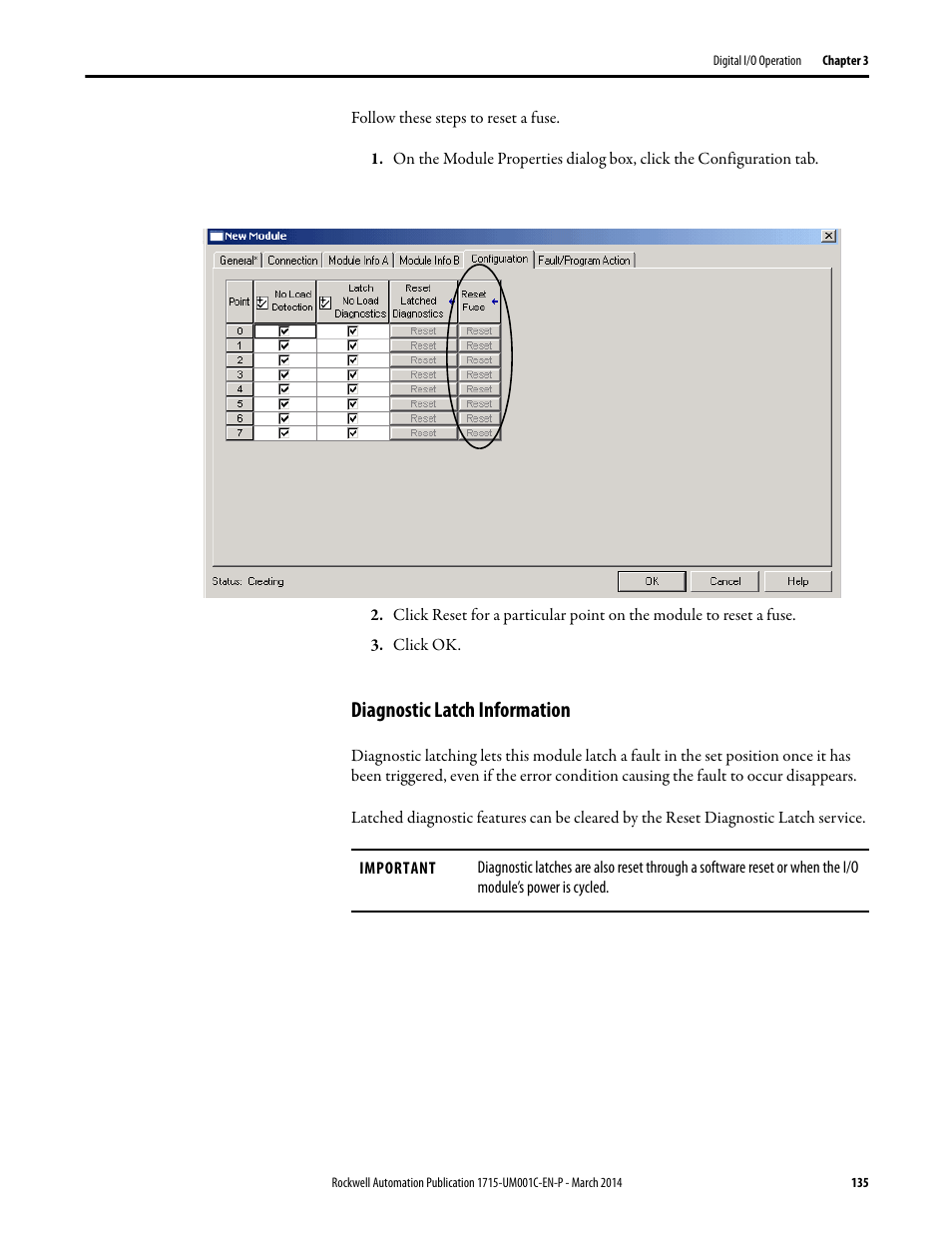 Diagnostic latch information | Rockwell Automation 1715-OF8I Redundant I/O System User Manual User Manual | Page 135 / 324