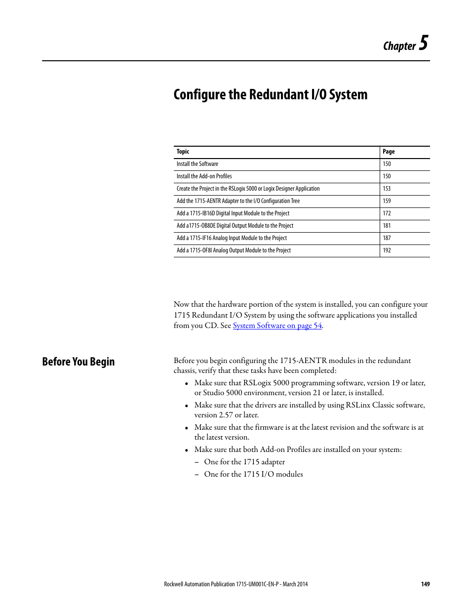 5 - configure the redundant i/o system, Before you begin, Configure the redundant i/o system | Chapter | Rockwell Automation 1715-OF8I Redundant I/O System User Manual User Manual | Page 149 / 324