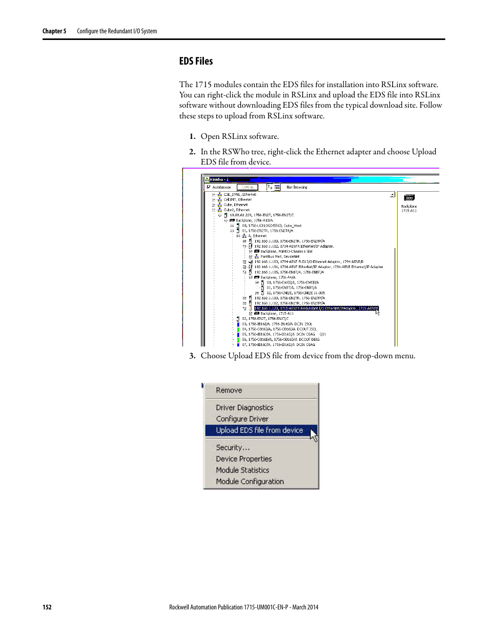 Eds files | Rockwell Automation 1715-OF8I Redundant I/O System User Manual User Manual | Page 152 / 324