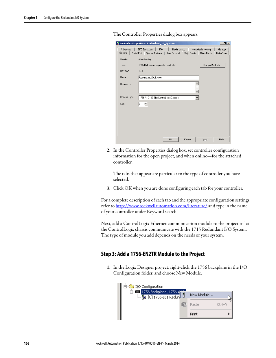 Step 3: add a 1756-en2tr module to the project | Rockwell Automation 1715-OF8I Redundant I/O System User Manual User Manual | Page 156 / 324