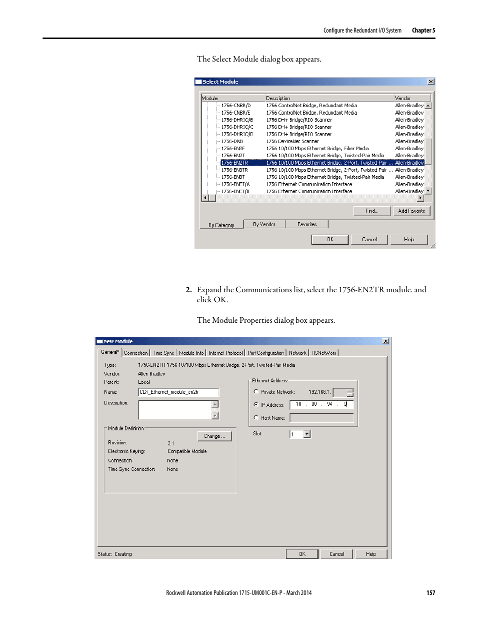 Rockwell Automation 1715-OF8I Redundant I/O System User Manual User Manual | Page 157 / 324