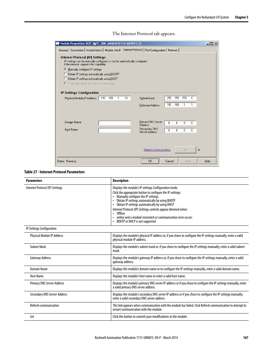 Rockwell Automation 1715-OF8I Redundant I/O System User Manual User Manual | Page 167 / 324