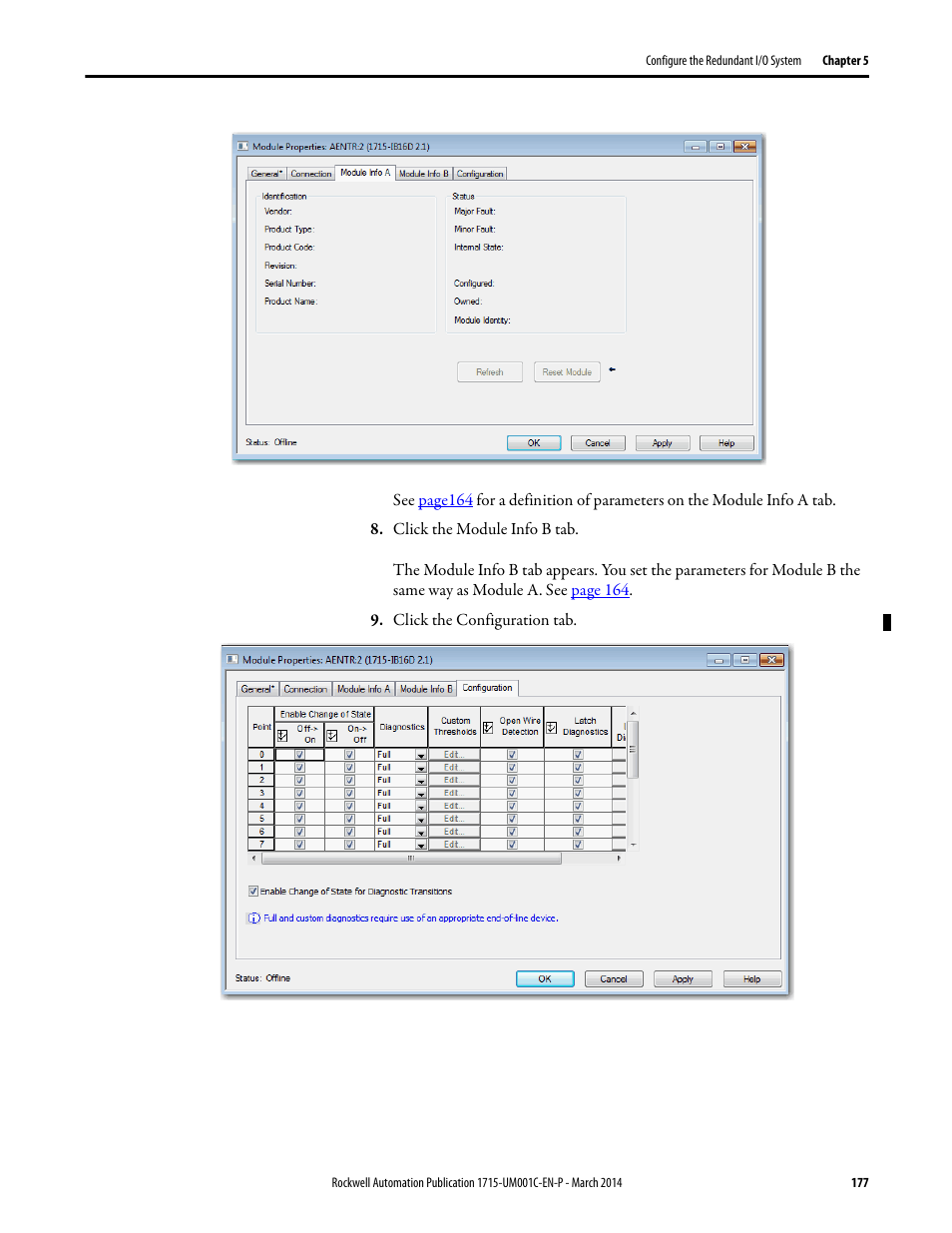 Rockwell Automation 1715-OF8I Redundant I/O System User Manual User Manual | Page 177 / 324