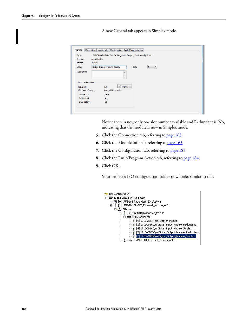 Rockwell Automation 1715-OF8I Redundant I/O System User Manual User Manual | Page 186 / 324