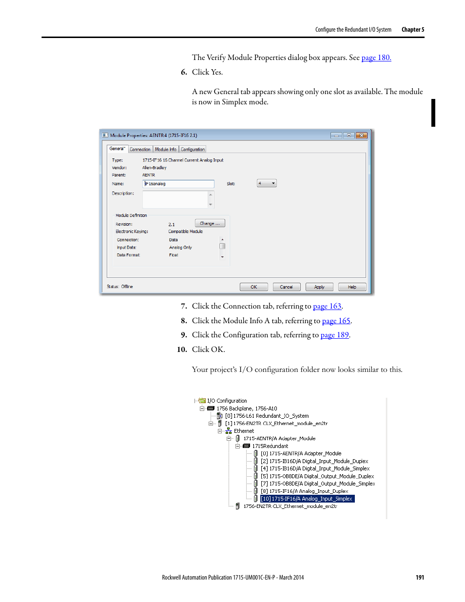 Rockwell Automation 1715-OF8I Redundant I/O System User Manual User Manual | Page 191 / 324