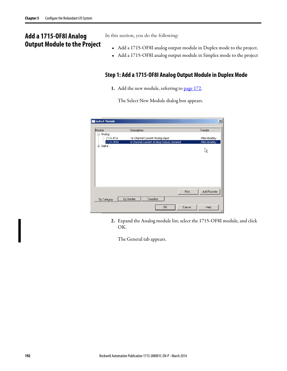 Rockwell Automation 1715-OF8I Redundant I/O System User Manual User Manual | Page 192 / 324