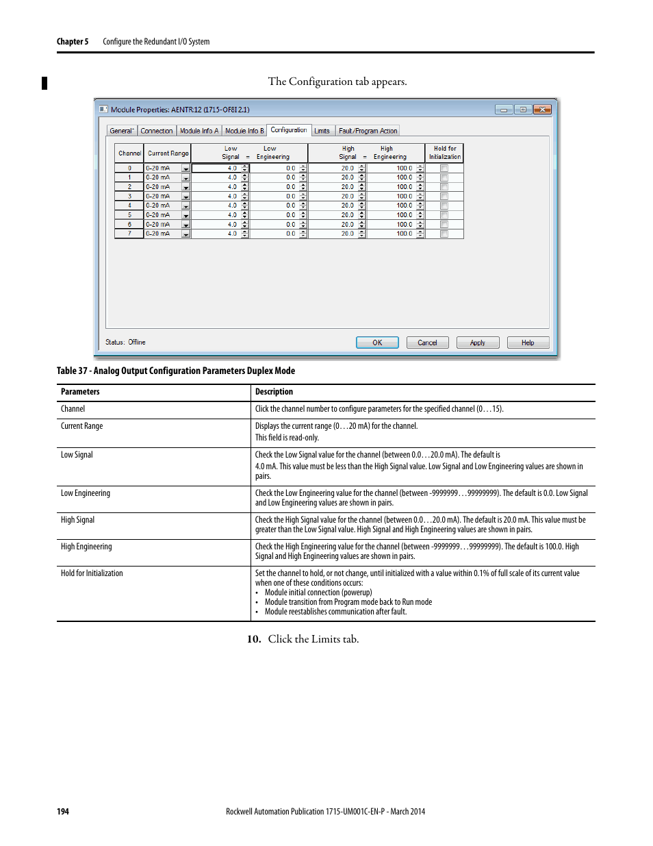 Rockwell Automation 1715-OF8I Redundant I/O System User Manual User Manual | Page 194 / 324