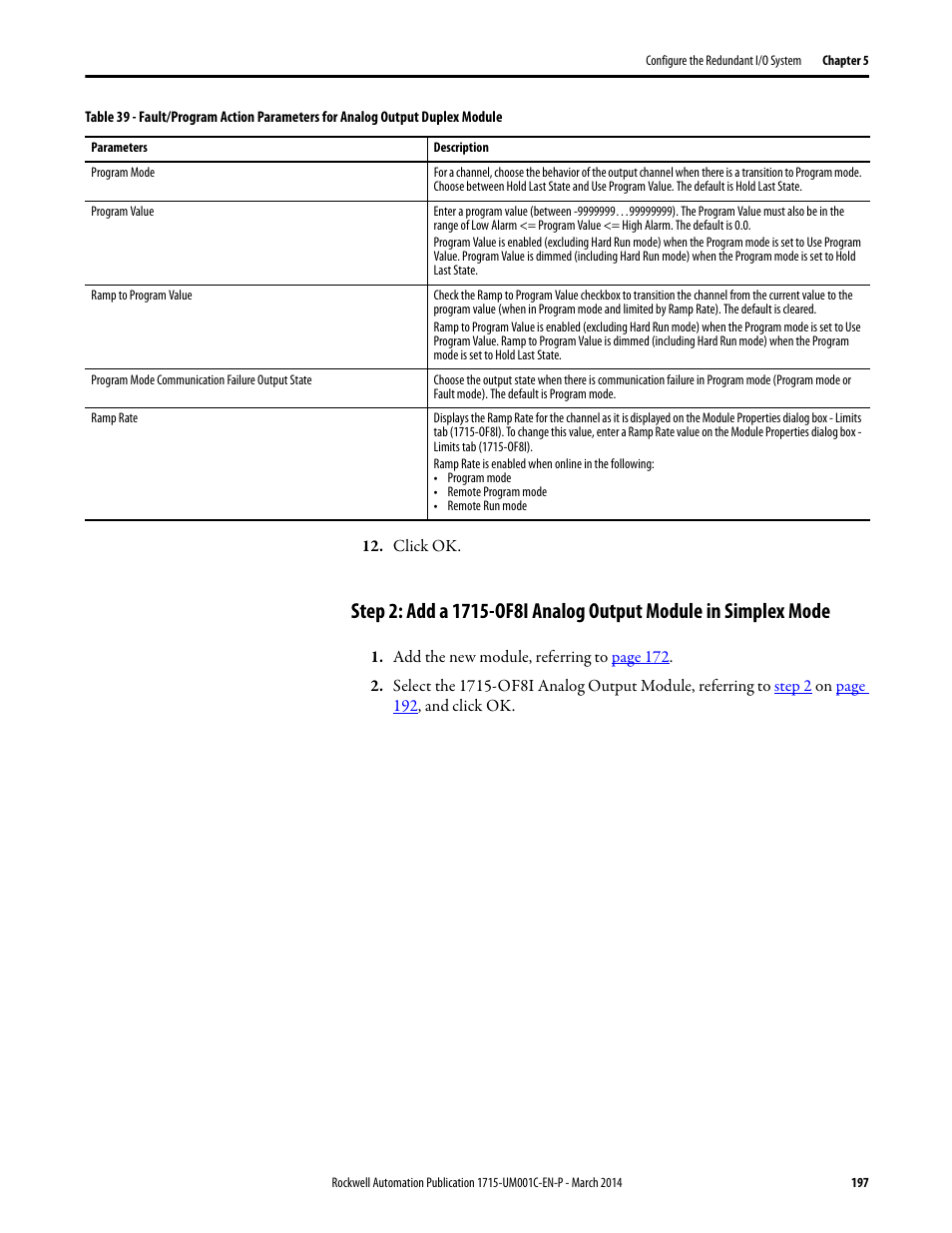 Rockwell Automation 1715-OF8I Redundant I/O System User Manual User Manual | Page 197 / 324