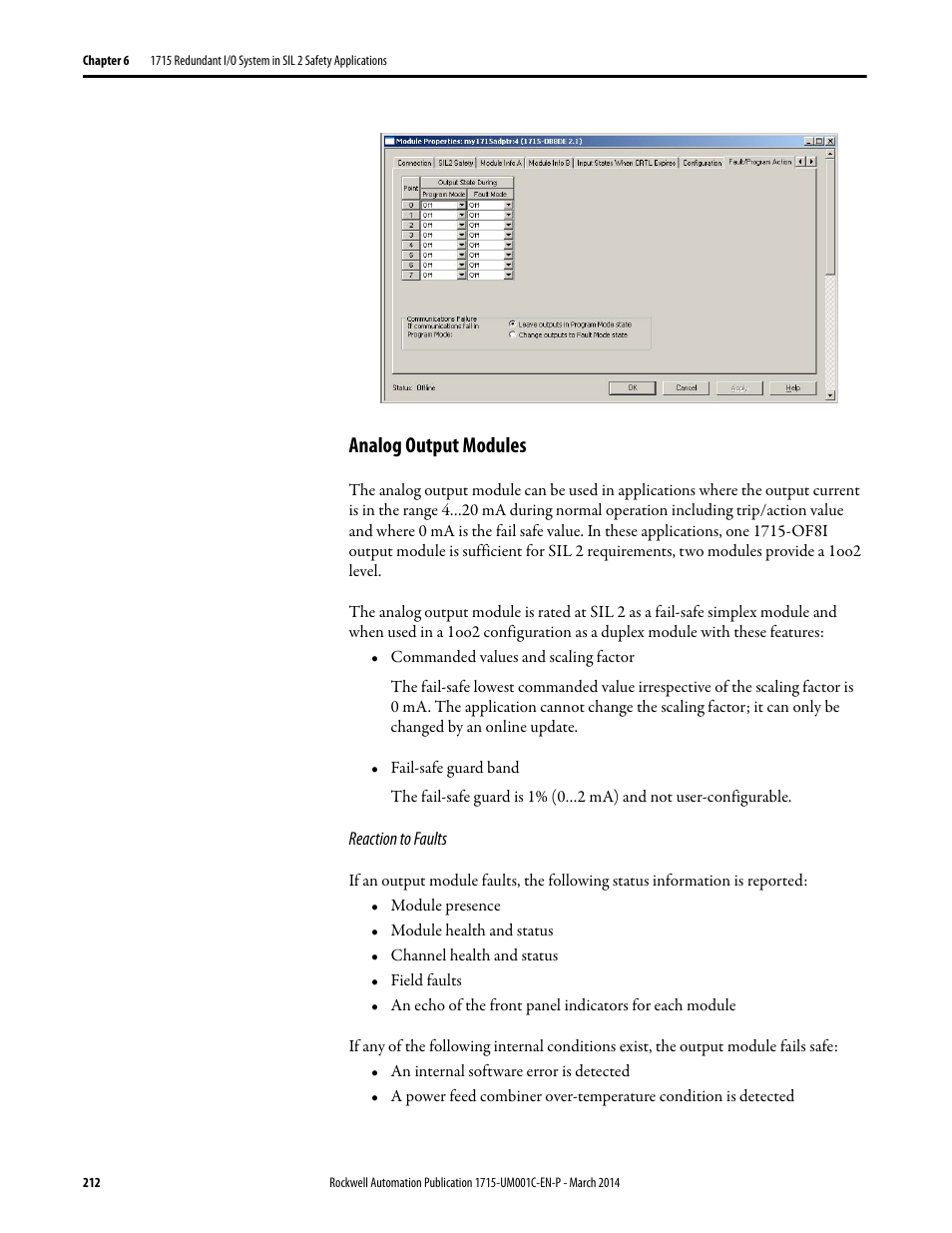 Analog output modules | Rockwell Automation 1715-OF8I Redundant I/O System User Manual User Manual | Page 212 / 324