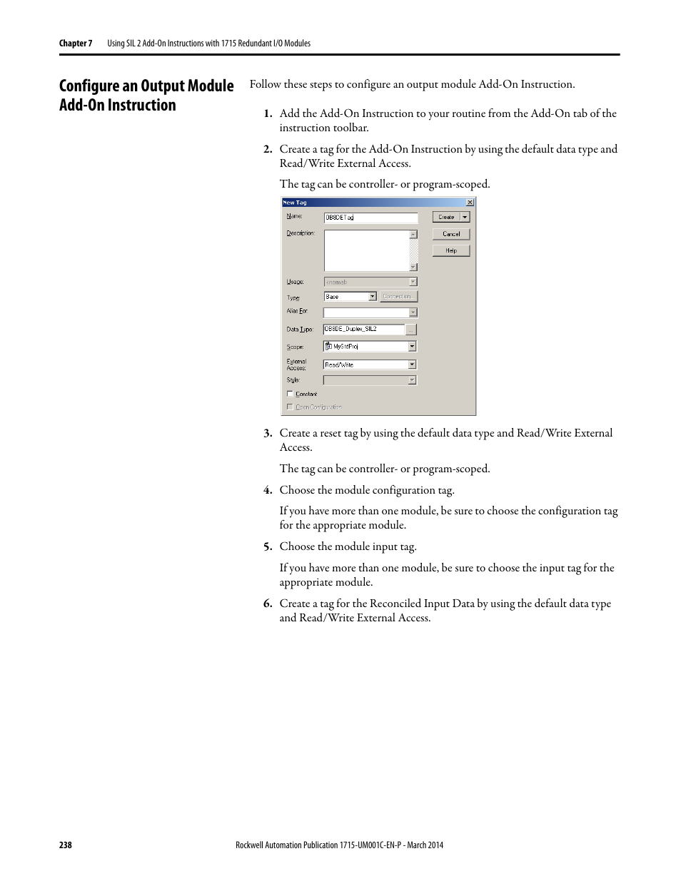 Configure an output module add-on instruction | Rockwell Automation 1715-OF8I Redundant I/O System User Manual User Manual | Page 238 / 324