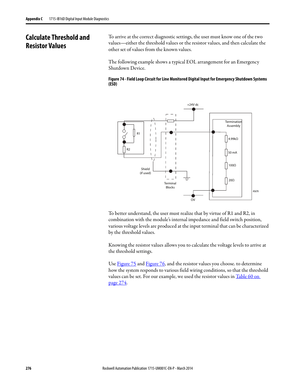 Calculate threshold and resistor values | Rockwell Automation 1715-OF8I Redundant I/O System User Manual User Manual | Page 276 / 324