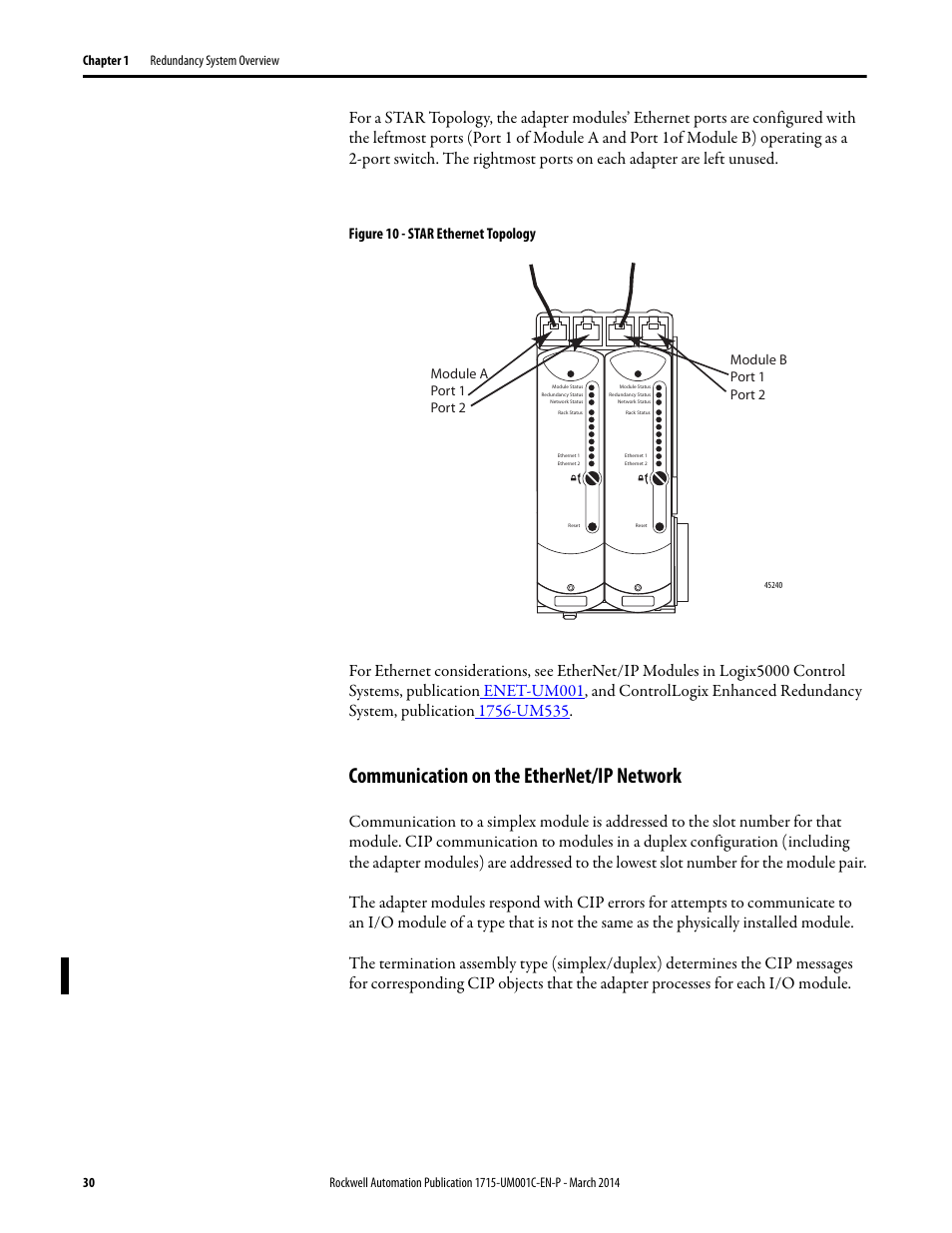 Communication on the ethernet/ip network | Rockwell Automation 1715-OF8I Redundant I/O System User Manual User Manual | Page 30 / 324