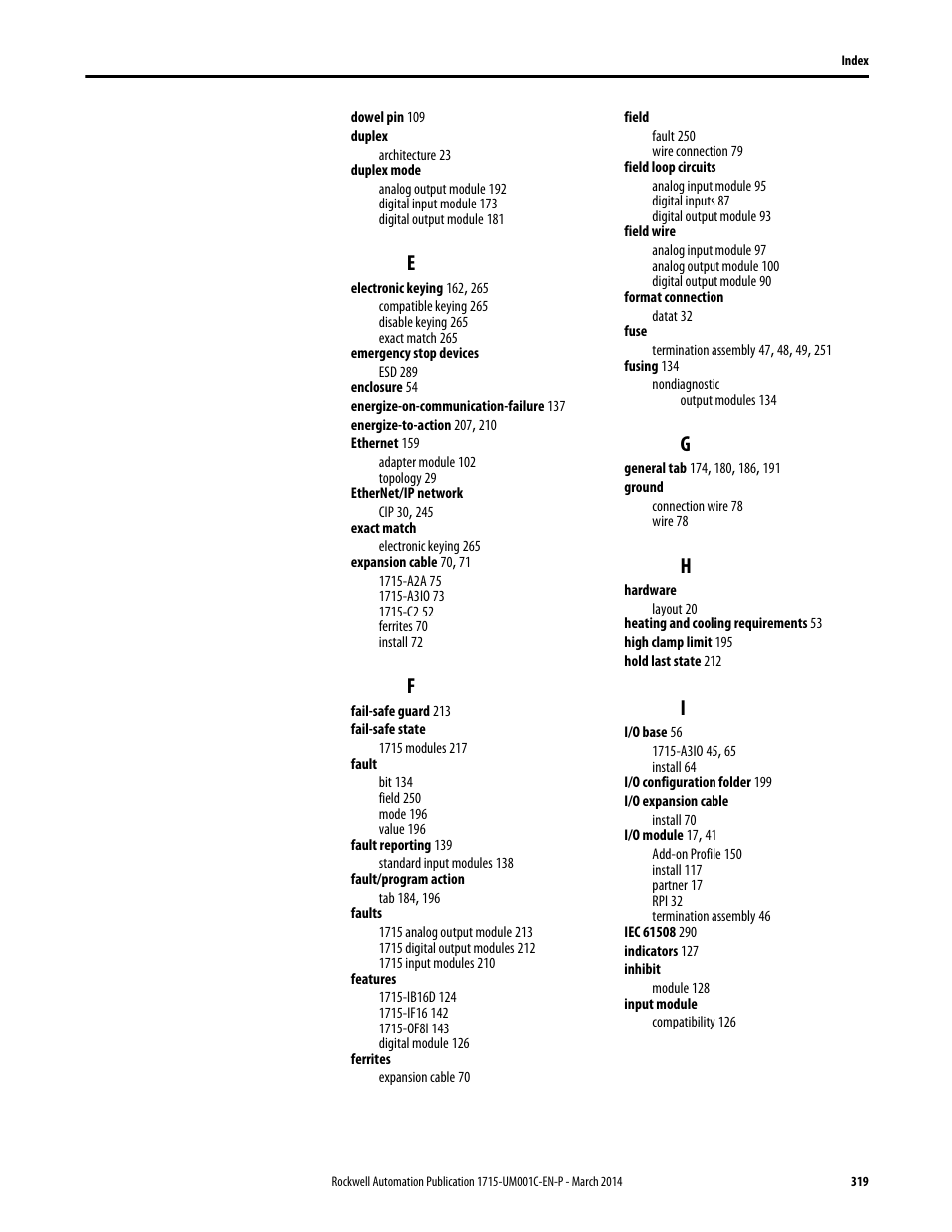 Rockwell Automation 1715-OF8I Redundant I/O System User Manual User Manual | Page 319 / 324