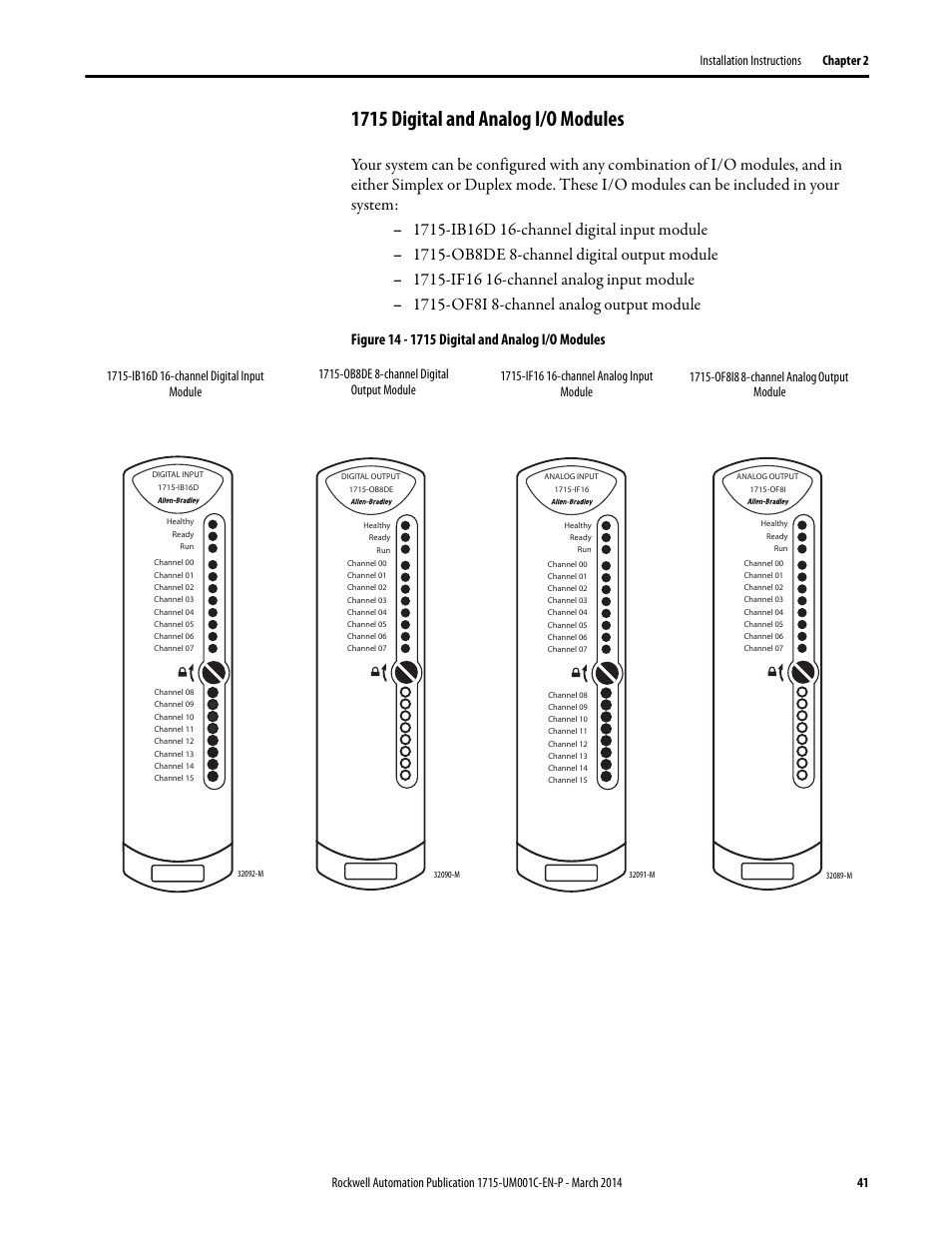 1715 digital and analog i/o modules | Rockwell Automation 1715-OF8I Redundant I/O System User Manual User Manual | Page 41 / 324