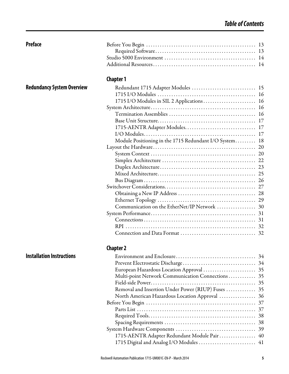 Rockwell Automation 1715-OF8I Redundant I/O System User Manual User Manual | Page 5 / 324
