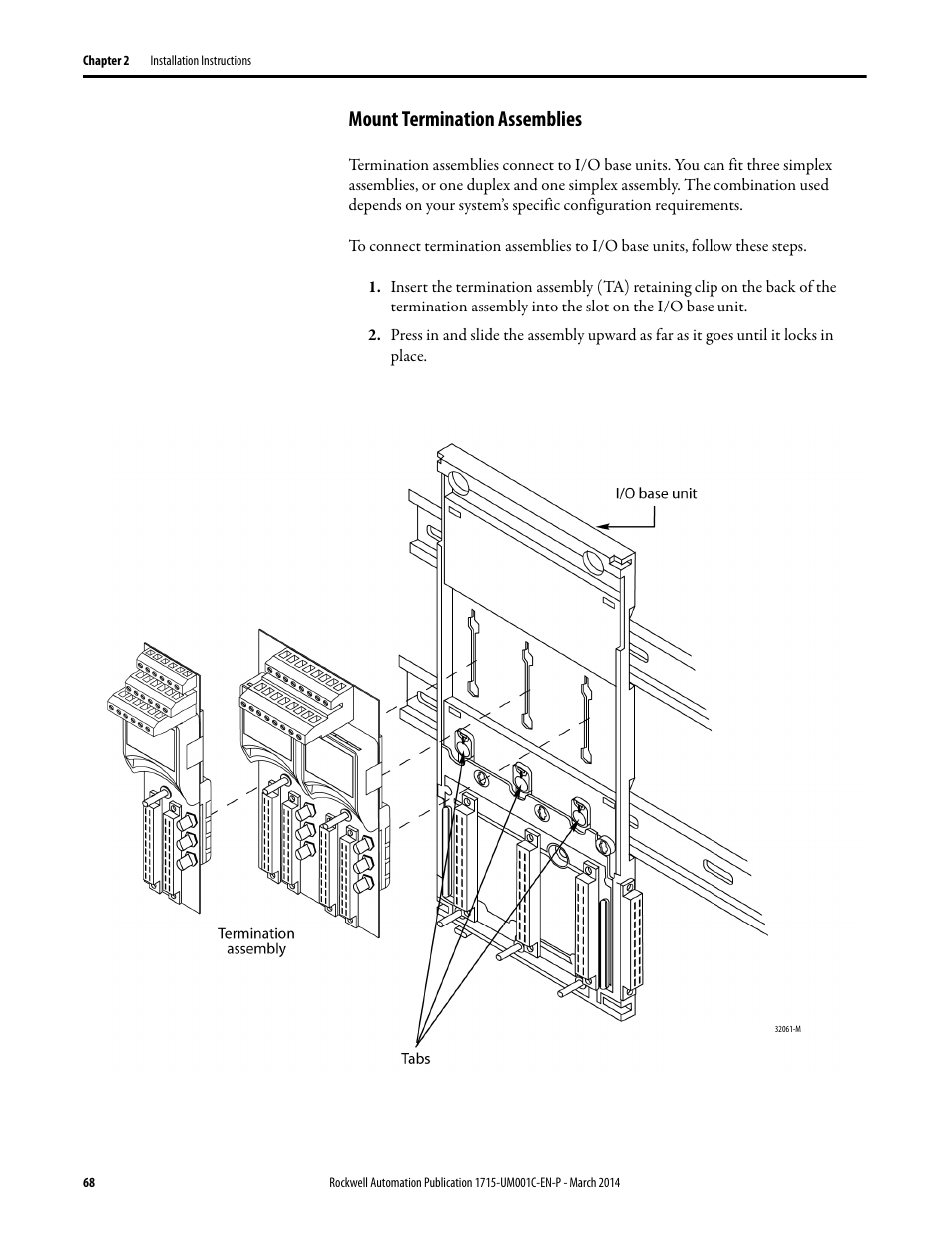 Mount termination assemblies | Rockwell Automation 1715-OF8I Redundant I/O System User Manual User Manual | Page 68 / 324