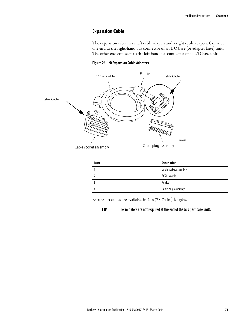 Expansion cable | Rockwell Automation 1715-OF8I Redundant I/O System User Manual User Manual | Page 71 / 324