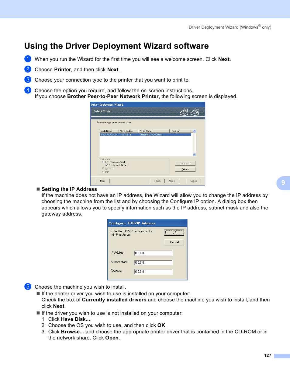 Using the driver deployment wizard software | Brother HL 3070CW User Manual | Page 137 / 211