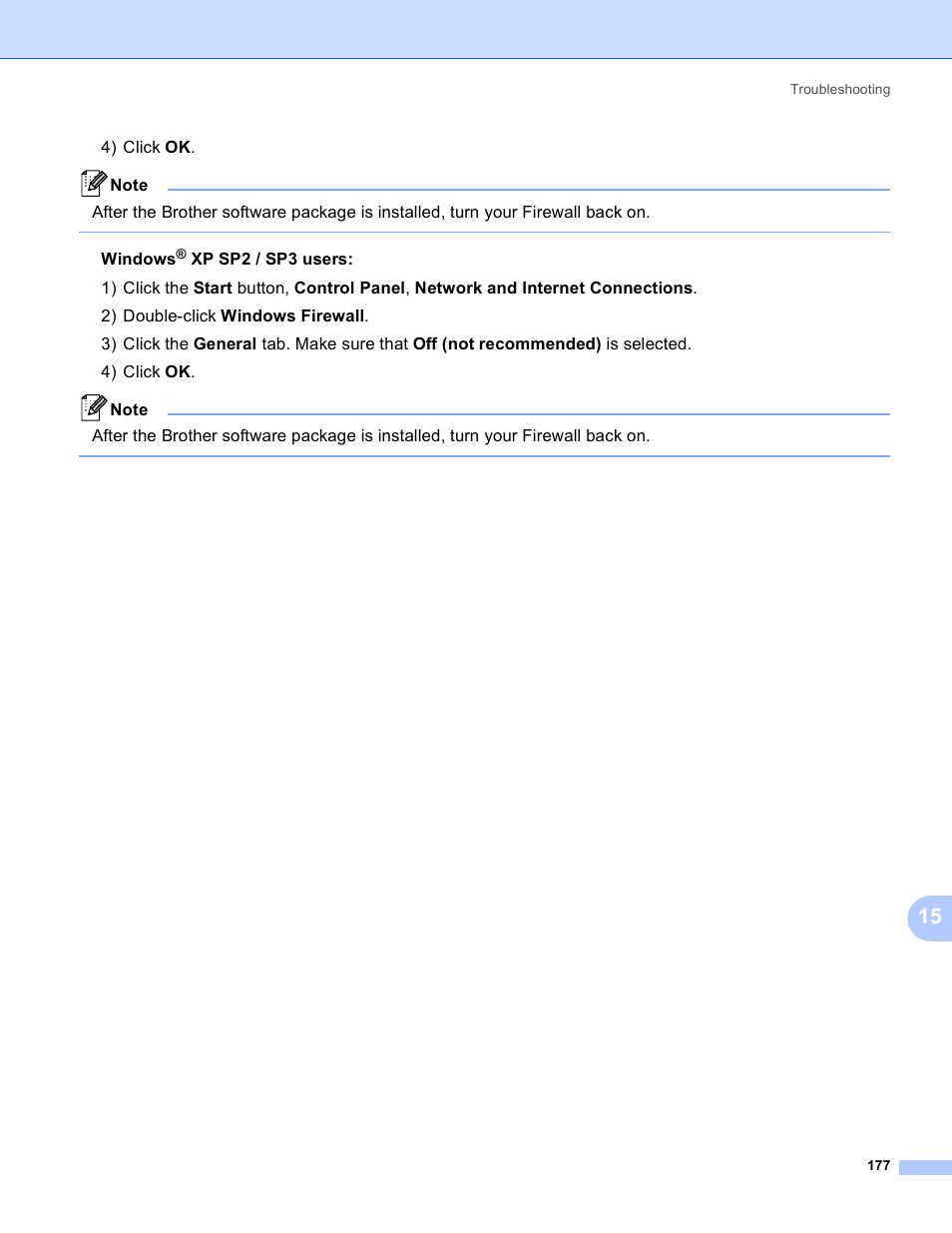 Windows, Xp sp2 / sp3 users | Brother HL 3070CW User Manual | Page 187 / 211