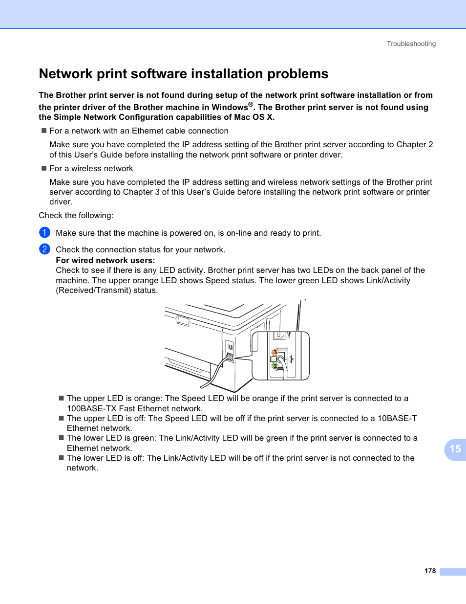 Network print software installation problems | Brother HL 3070CW User Manual | Page 188 / 211