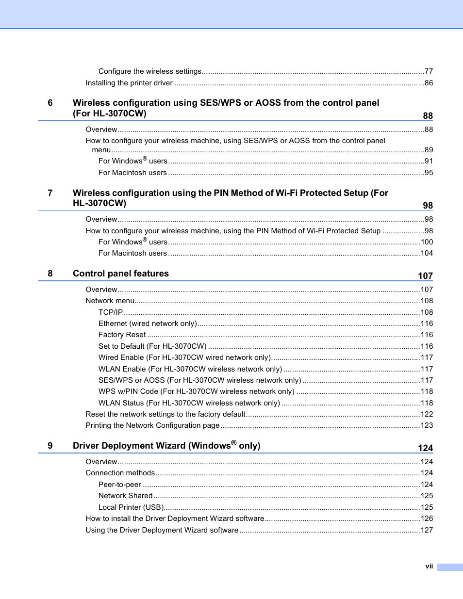 Brother HL 3070CW User Manual | Page 8 / 211