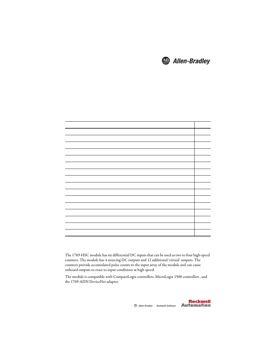 Rockwell Automation 1769-HSC Compact High Speed Counter Module User Manual | 32 pages