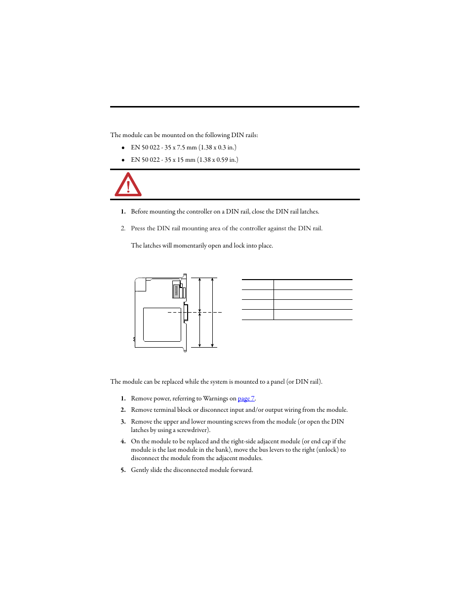 Din rail mounting, Replace the module within a system | Rockwell Automation 1769-HSC Compact High Speed Counter Module User Manual | Page 12 / 32