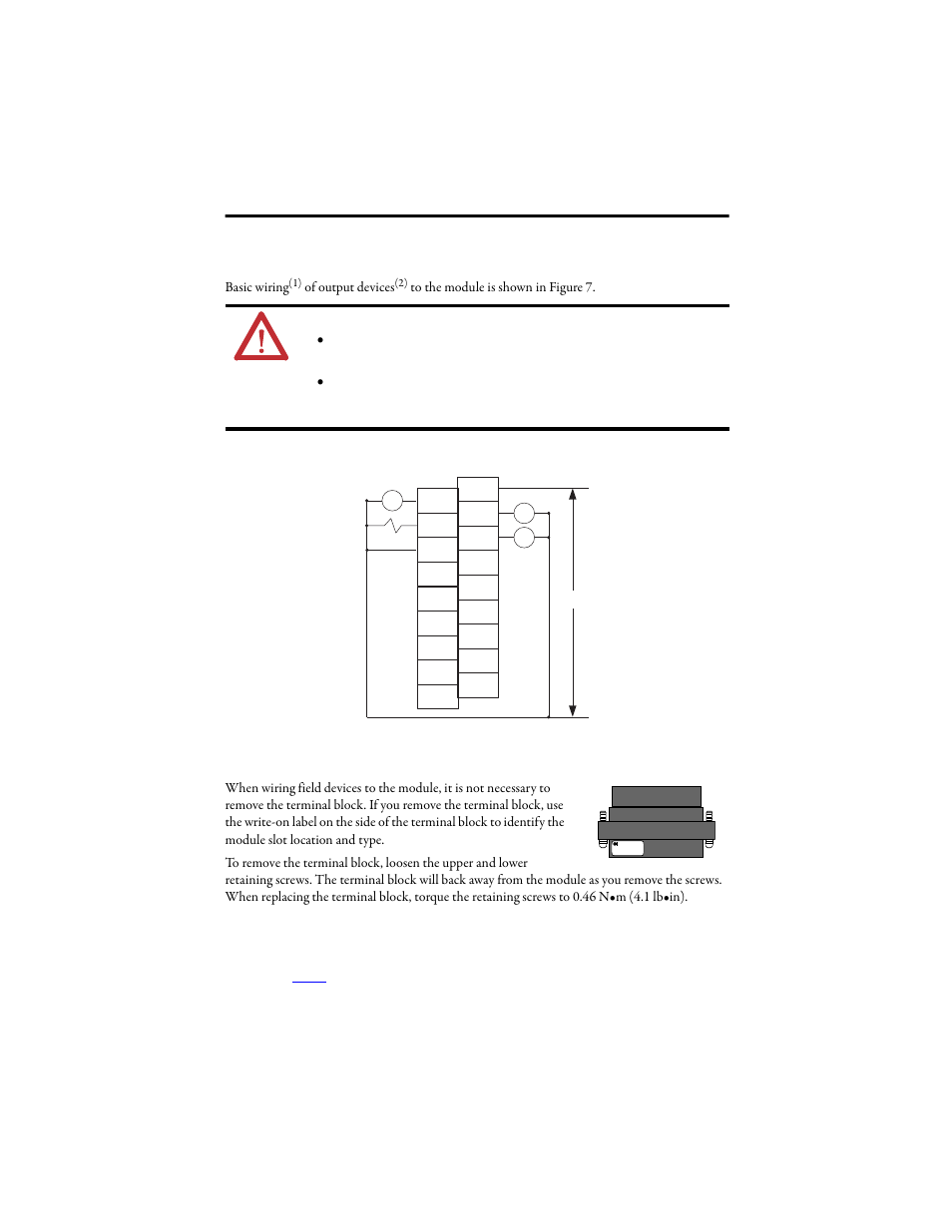 Remove the finger-safe terminal block, Output wiring | Rockwell Automation 1769-HSC Compact High Speed Counter Module User Manual | Page 17 / 32