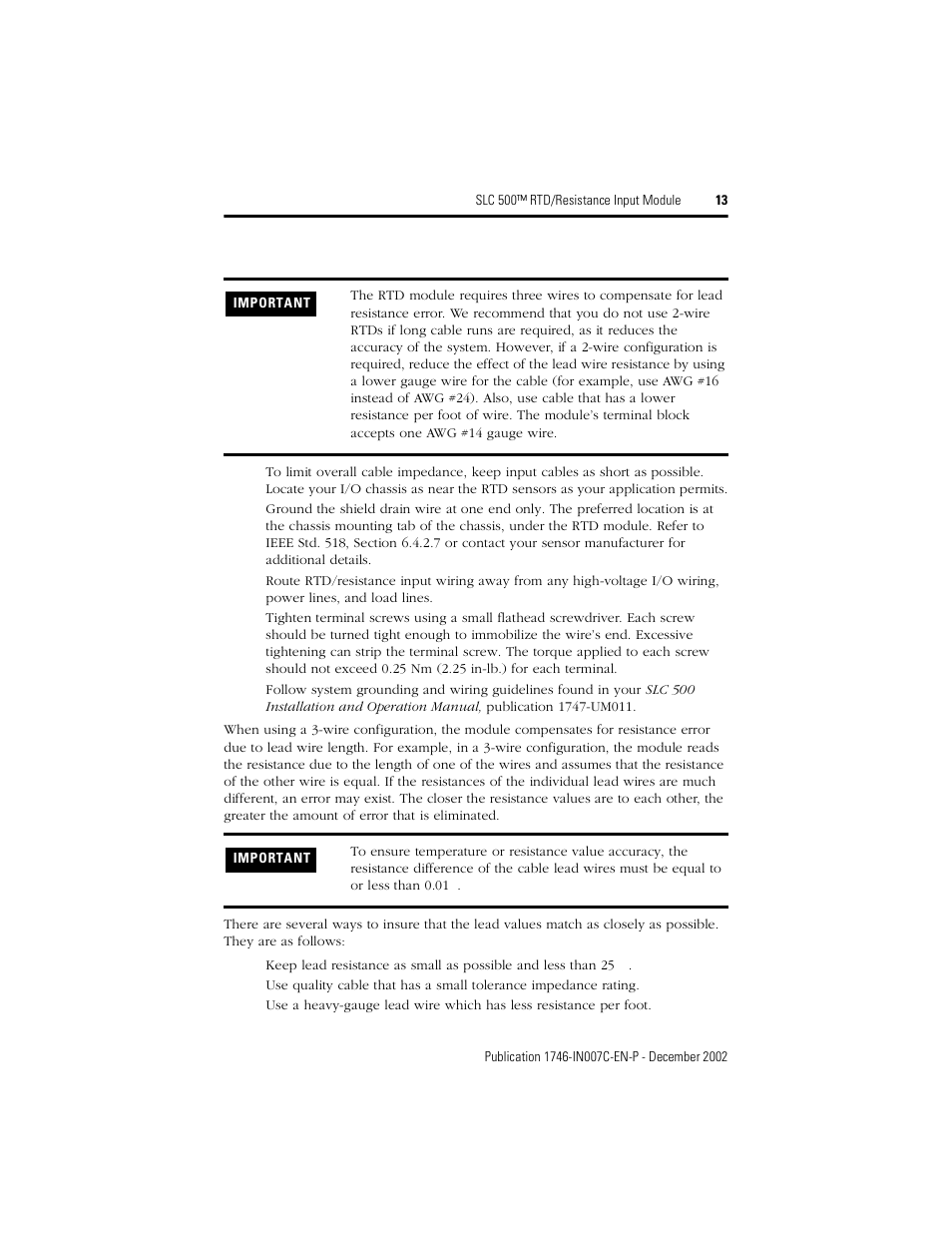 Rockwell Automation 1746-NR8 SLC 500 RTD/Resistance Input Module/ Instructions User Manual | Page 13 / 24