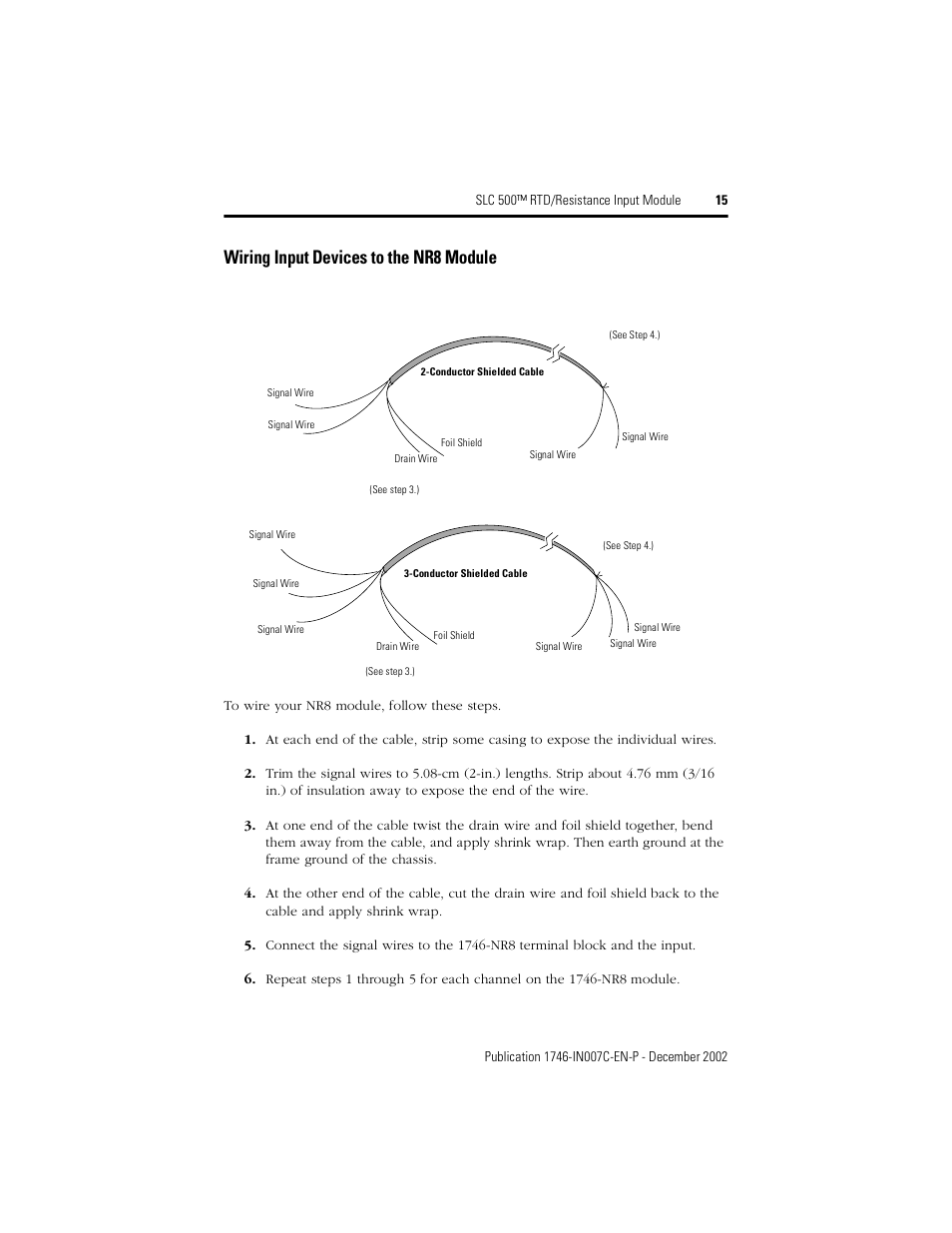 Wiring input devices to the nr8 module | Rockwell Automation 1746-NR8 SLC 500 RTD/Resistance Input Module/ Instructions User Manual | Page 15 / 24